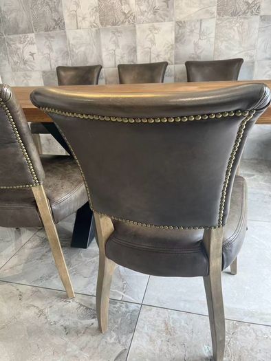 Dining table on the chair,  chandelier light
