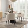 2-piece set dining chairs, upholstered chairs with fabric cover, kitchen chairs with steel legs, curved backrest, Cream White Image 2