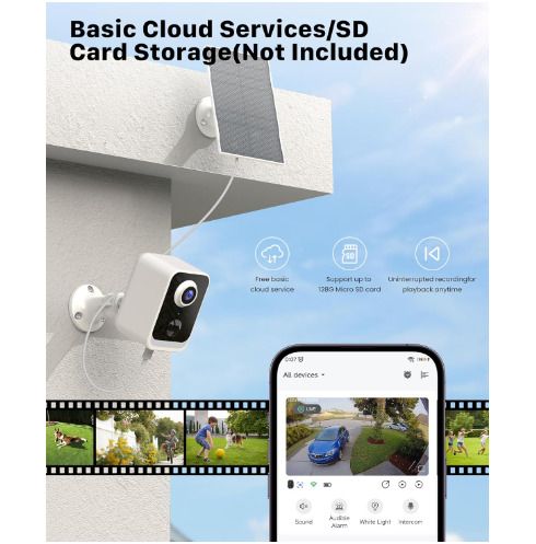PEEIPM Security Cameras Wireless Outdoor with Battery, Solar Cameras for Home Security Outside, Otudoor Camera with Color Night Vision, AI Detection, 2-Way Talk, IP66 Waterproof, SD Card/Cloud Storage
