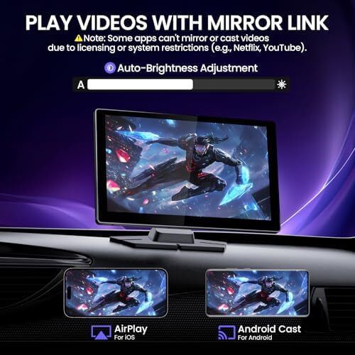 9.0 Wireless Carplay Screen for Car with 4K Dash Cam & 1080P Backup Camera, Touchscreen Car Stereo with Carplay & Android Auto, GPS Navigation, Mirror Link, Voice Control