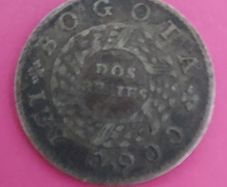 Colombia 1849 2 Reales 90% Silver Coin