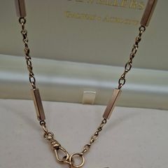 Vintage 9ct victorian yellow gold T-bar necklace