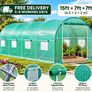 Large Walk-In Polytunnel Greenhouse 15ft x 7ft x 7ft  Galvanised Steel Frame, 8 Windows & 2 Zipped Doors Green Image 2