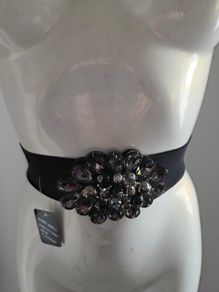 New with tags. 68cm Black Jewelled Elasticated Belt.