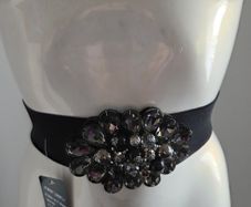 New with tags. 68cm Black Jewelled Elasticated Belt.