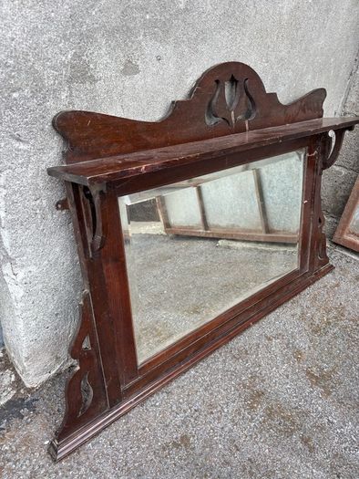 Wooden over mantel mirror