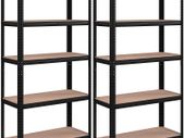 Storage Shelves with 5 Shelves, Set of 2, Maximum Load 875 kg (175 kg Per Shelf), Shelving System, Adjustable Shelves, Reinforced Steel Frame