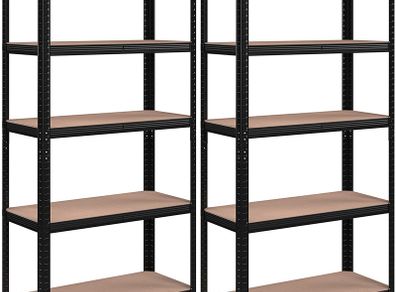 Storage Shelves with 5 Shelves, Set of 2, Maximum Load 875 kg (175 kg Per Shelf), Shelving System, Adjustable Shelves, Reinforced Steel Frame