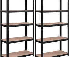 Storage Shelves with 5 Shelves, Set of 2, Maximum Load 875 kg (175 kg Per Shelf), Shelving System, Adjustable Shelves, Reinforced Steel Frame