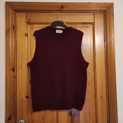 Blarney woollen mills 100% lambswool mens burgundy vest sweater
