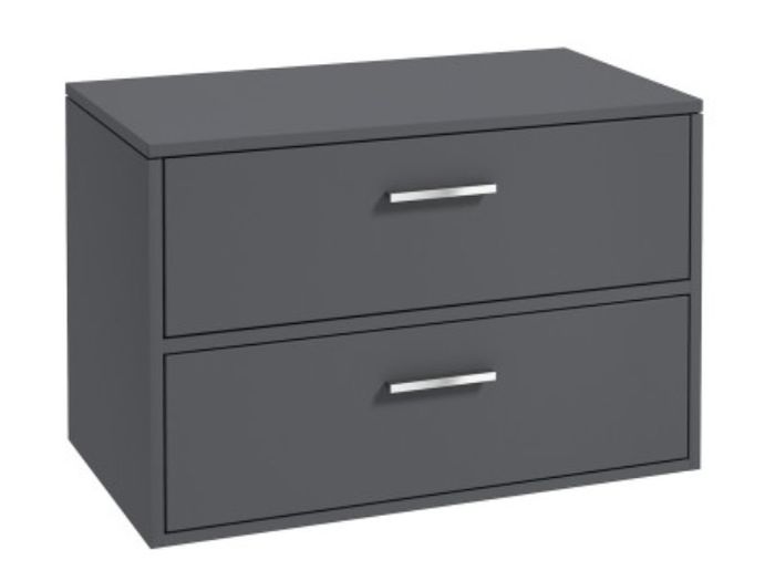 Clearance: Finland 80cm Unit with Counter Top Chrome Handle Matt Midnight Grey