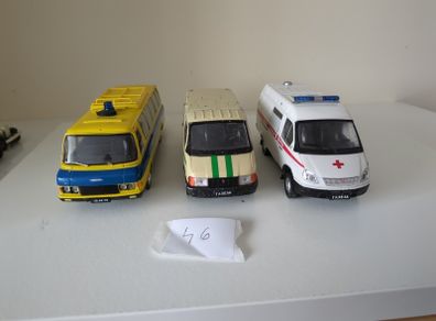 Set of 3 Diecast Model Cars  DeAgostini Soviet/Russian Service Vehicles