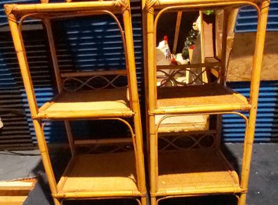 Vintage Bamboo Bedside Tables 1970s