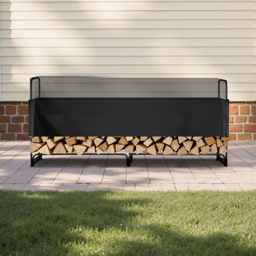 2.4m Firewood Rack with Waterproof Cover