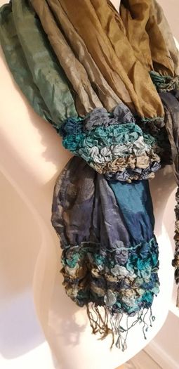 East Silk Scarf Blue/Green/Lime
