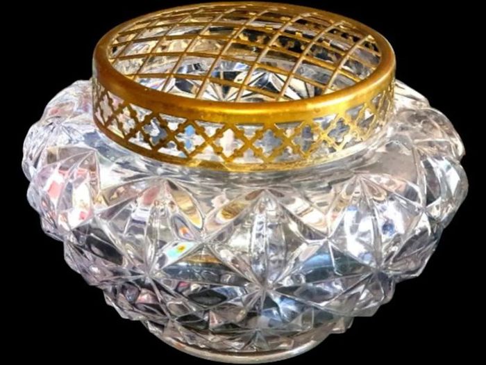 Vintage Harrods Heavy Cut Crystal Rose Bowl