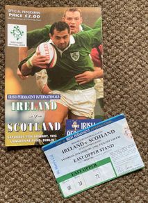 Very Rare 1996 Ireland v Scotland - Five Nations Championship Programme + Match Ticket