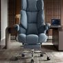 Big and Tall Office Chair 200kg, Heavy Duty Fabric Executive Desk Chair with Footrest, High Back Ergonomic Computer Chair, Reclining Home Office Chair with Thick Padding, Blue Image 2