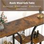 Console Table, 42.5inch Hallway Table Behind Sofa Table with Curved Base, Industrial 4-Tier Narrow Wood Slim Console Table with Storage for Living Room, Entryway, Foyer, Rustic Brown Image 5