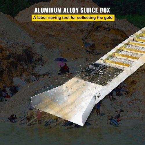 Folding Aluminum Alloy Sluice Box, Compact 50\" Sluice Boxes for Gold, Lightweight Gold