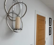 Modern Wall Sconce & Glass Hurricane Lamp
