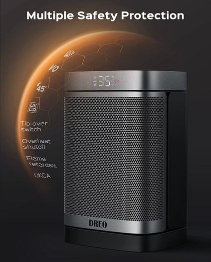 Space Heater Atom One, 3-Mode 3-Speed 70 Degree Oscillating Electric PTC Ceramic Heater with Thermostat, 1-12H Timer, Remote Control, Overheating & Tip Over Protection,Energy-Saving-ECO-Mode (FREE POSTAGE)