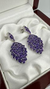 Silver Harry Ivens Exquisite Amethyst & Zircon Drop Earrings