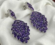 Silver Harry Ivens Exquisite Amethyst & Zircon Drop Earrings