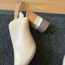 Never worn Aldo leather peep toe beige mules shoes heels Image 2