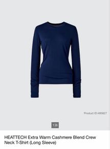 Uniqlo HEATTECH Extra Warm Cashmere Blend Crew Neck T-Shirt (Long Sleeve)