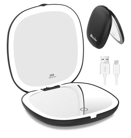 Brand new travel mirror with LED light, rechargeable