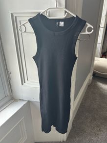 Black Ribbed Dress - Size S