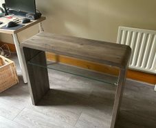 Grey Console Table with glass shelf