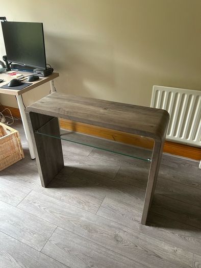 Grey Console Table with glass shelf