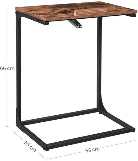 Side Table Laptop Table with Adjustable Surface Sofa Table Bedroom Living Room Simple Assembly Steel Frame Industrial Style Vintage Brown Black