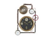 Industrial Wall Clock with Valves and Decorative Pipes