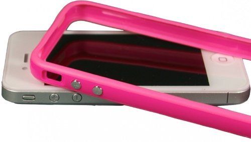 iPhone 4/ 4S Bumper Case Hard Plastic Rubber with Metal Buttons with Free Screen Protector