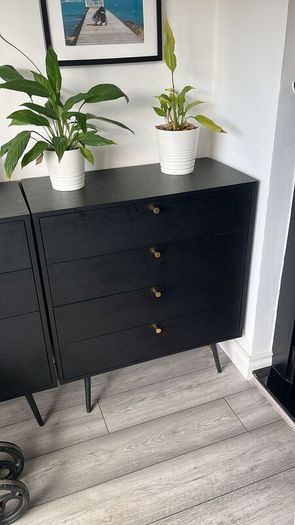 Barcelona Furniture Set - Black Wood Effect with Gold Handles
