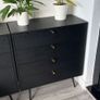 2x Barcelona 4 Drawer Chest - Black Wood Effect with Gold Handles Image 2