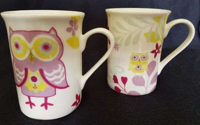 Pair of china owl mugs
