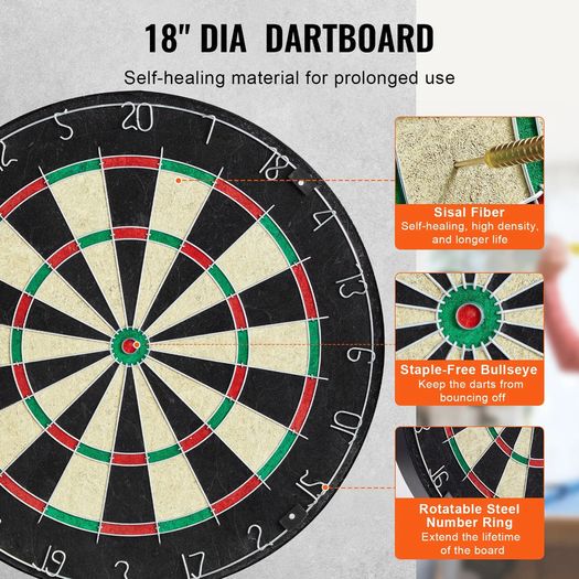 Dartboard and Cabinet Set, Ready-to-Play Bundle Official Size Dartboard Cabinet, Steel Tip Dart Hideaway Cabinet, Features LED Light