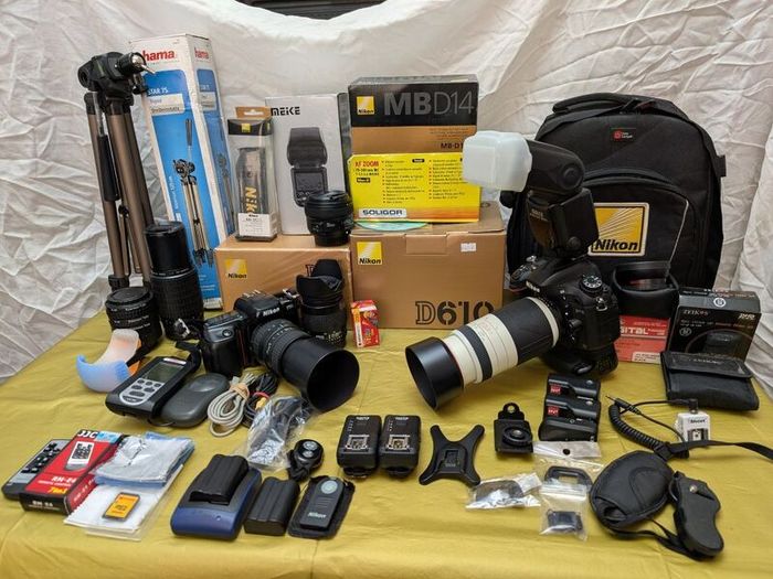 Nikon Pro Digital & 35mm Film Photography Kit - Nikon D610 & F50 + 4 Lenses & Studio Accessories