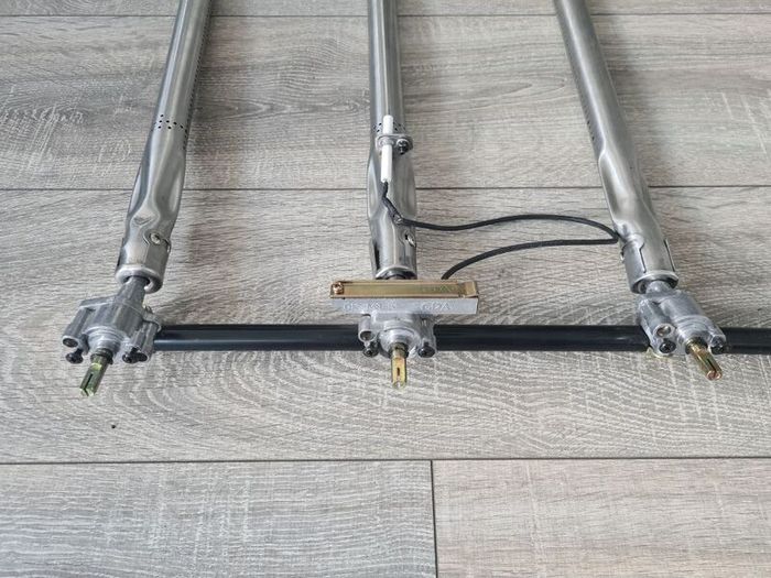 Gas line with switchers,regulators and burners tubes