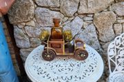 antique wooden car decanter set