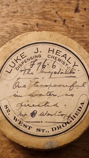 Antique Irish Chemist's Ointment Pots with Original Cardboard Packaging. Drogheda.