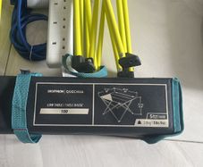 2 camping chairs 1 camping table and 1 power cord extension 5M for camping plug.