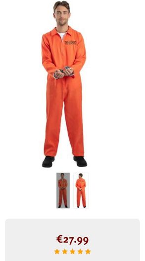Prisoner Costume with handcuffs and fake tattoos