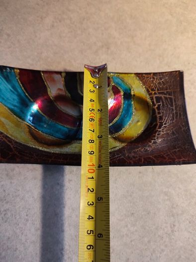 Studio Art Glass Hand Painted Multi-Color Double Tea Light Votive Candle Holder
