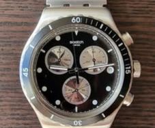 Watch Swatch Irony Chrono YVS487G DARK IRONY STEEL 43mm with extra rubber trap