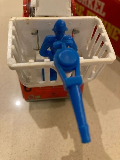 Yonezawa Japan Tin Battery Operated Snorkle Fire Engine Mint in Box